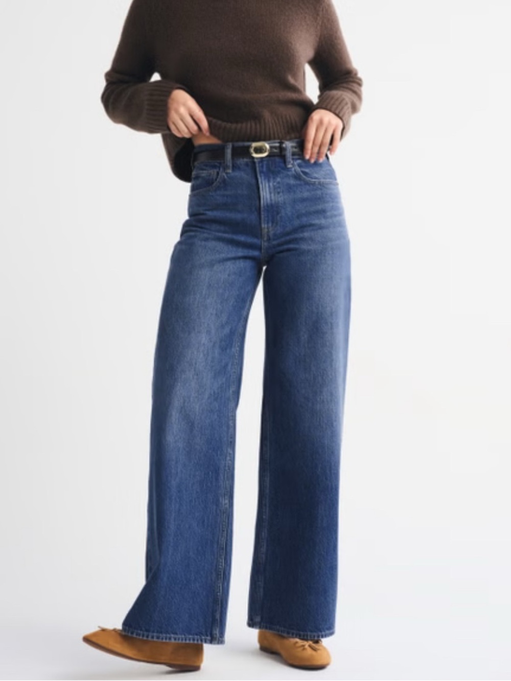 Abercrombie & Fitch A&F High Rise Wide Leg Jeans Drapey Jeans 26S